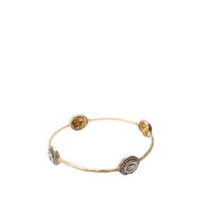 Designer Womens Gold Plated 925 Silver Polki Diamond Station Bangle 2.5" 11.5g